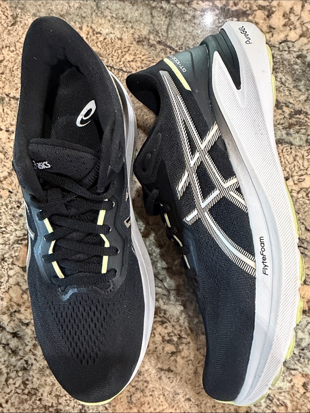 ASICS Black Running Sneakers with Light Yellow Accents